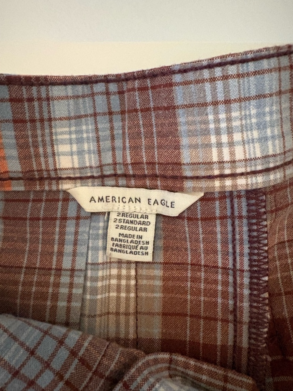American Eagle Outfitters Rust and White Plaid Pleated Skirt - Picture 2 of 2